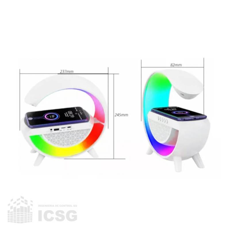 CARGADOR INALÁMBRICO, LAMPARA LUZ RGB Y PARLANTE BLUETOOTH