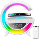 CARGADOR INALÁMBRICO, LAMPARA LUZ RGB Y PARLANTE BLUETOOTH, SIN MARCA, SIN MODELO, MATERIAL: ABS+PC, MEDIDA DEL PRODUCTO: 23,5*8*23,8CM,  CAPACIDAD DE LA BATERIA 1200MAH