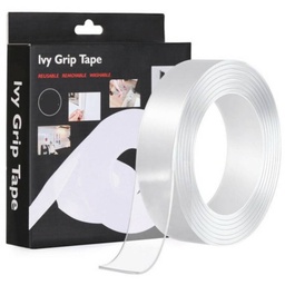 [CT-1MM*3CM*1M] CINTA MÁGICA DOBLE CONTACTO 1MT REUTILIZABLE, SIN MARCA, SIN MODELO,  MATERIAL: SILICONA, MEDIDA: 1MM*3CM*1M,